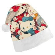 Christmas Hat,Christmas Santa Hat,Holiday Hat for Xmas Party Supplies,Sanrio Hello Kitty Winter Head Wear for Kid Child Boys Girls